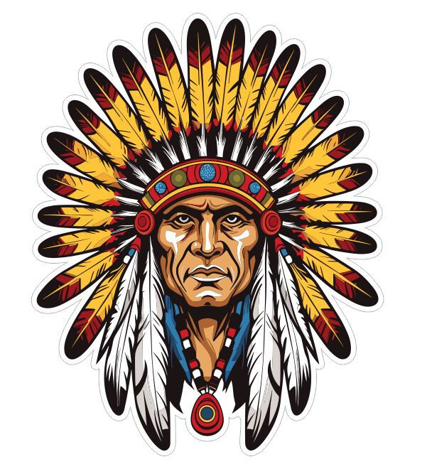 Native American Indian with headdress head dress Sticker Stickers Decal A1005