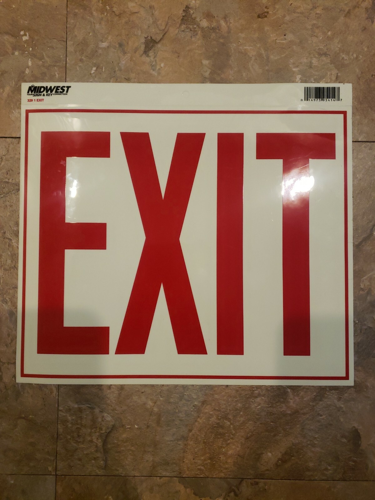 MIDWEST Glow-in-the-Dark Exit Sign Single Sided Self Adhesive 3 PACK 12"x 10"