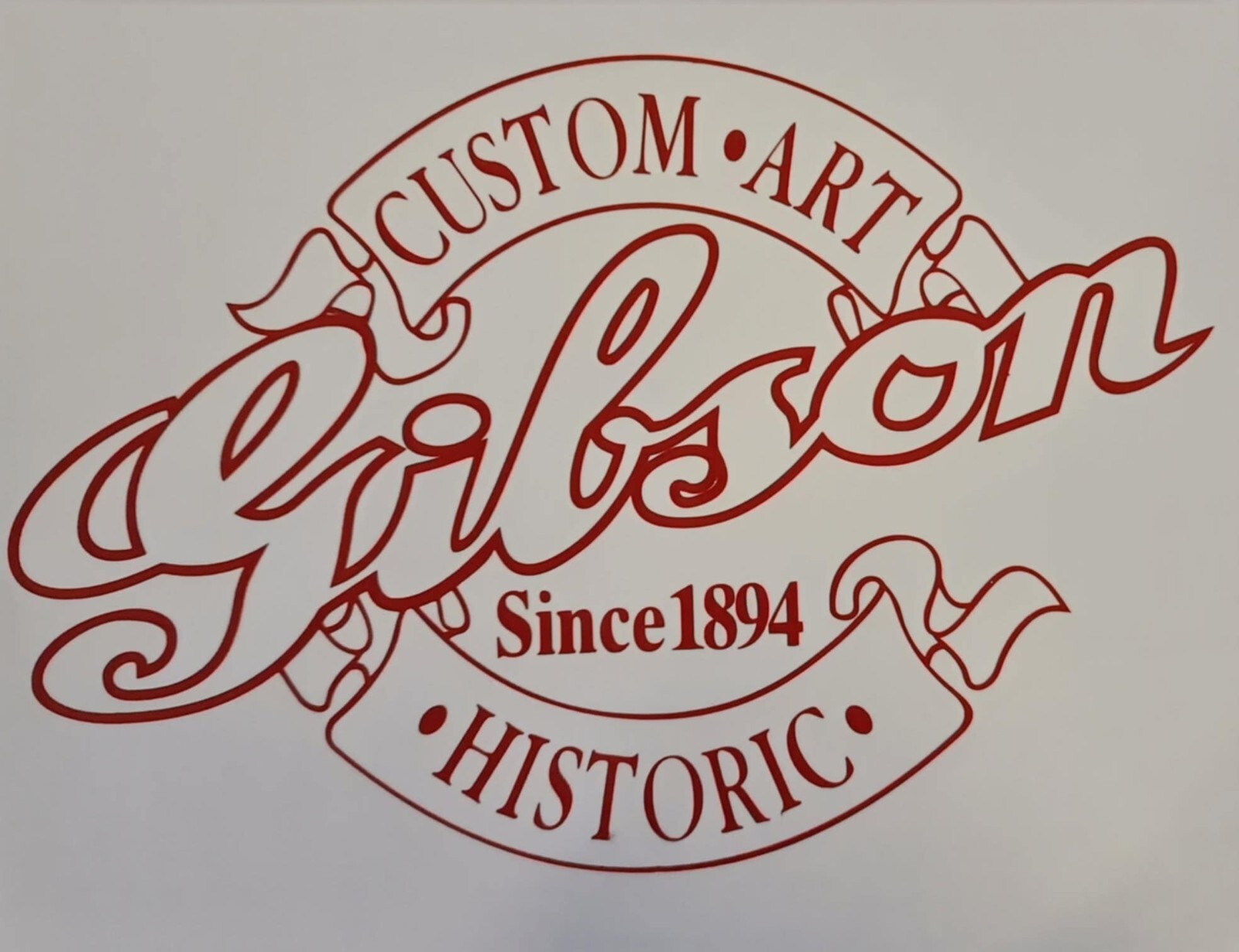 Gibson Custom Art Historic logo Guitar Vinyl Sticker Decal 210mm Wide