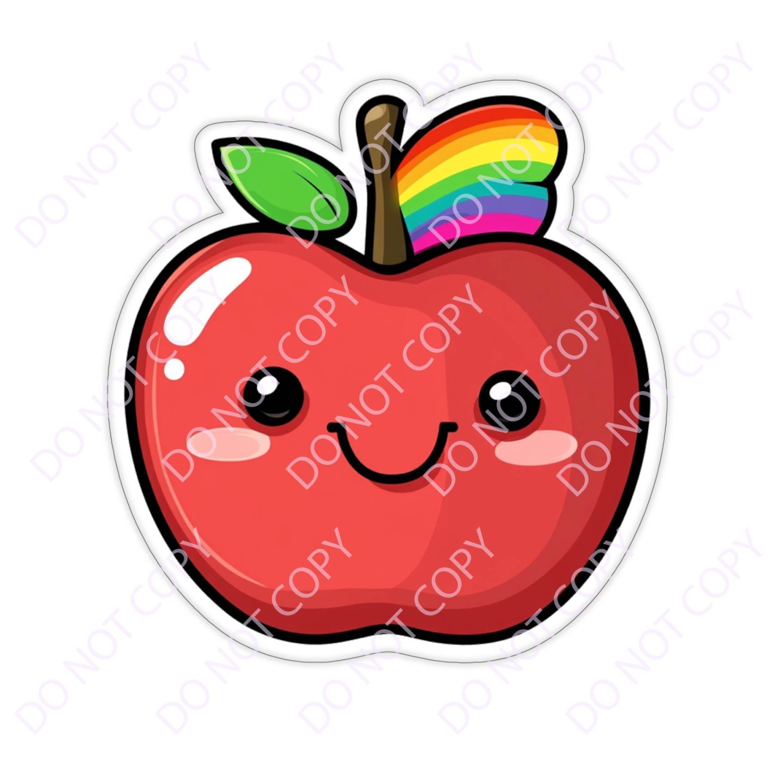 Laminated Vinyl Decal Die Cut Waterproof Sticker – Rainbow Apple