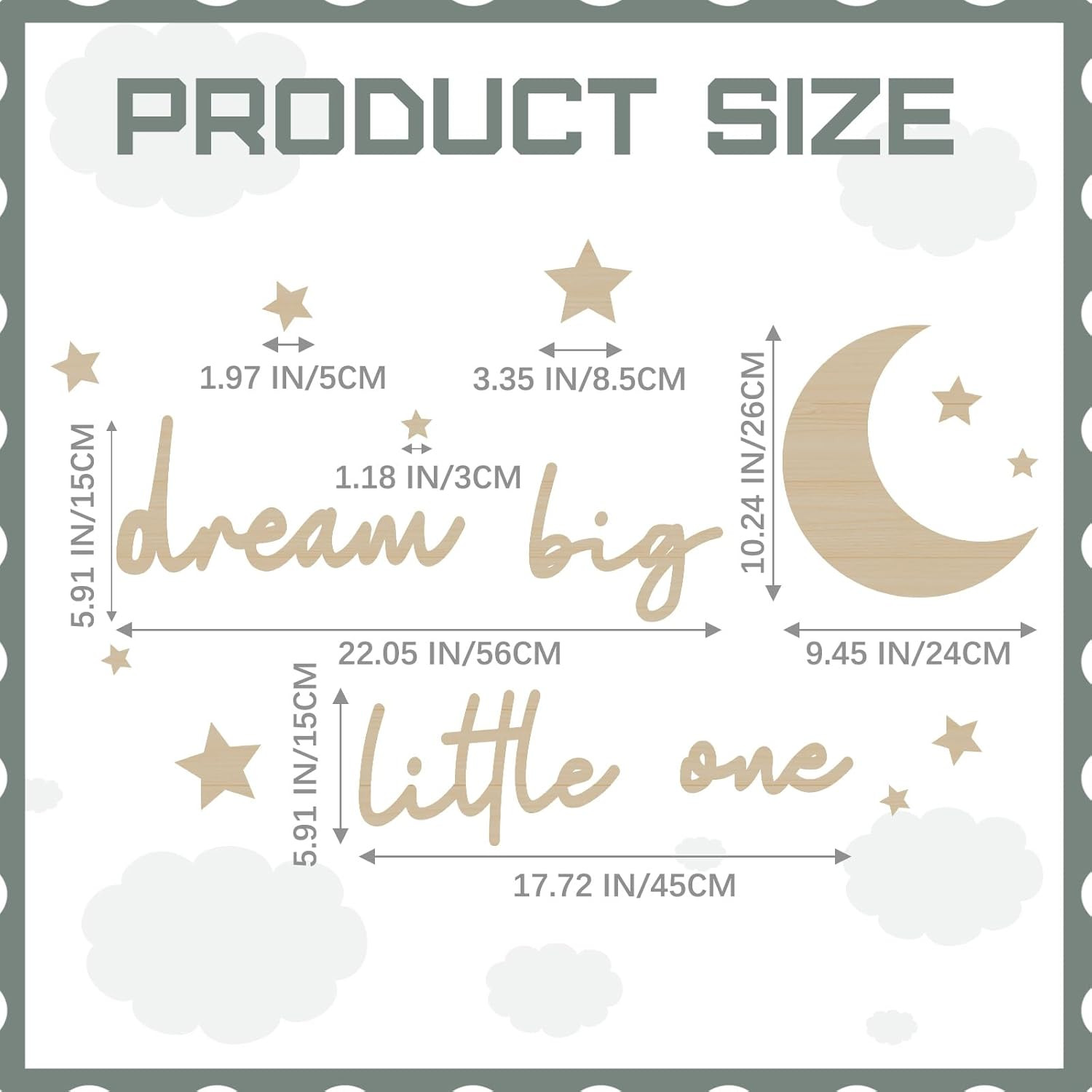 15 Pcs Moon and Stars Nursery Decor Dream Big Little One Wall Decor Boho Neutral