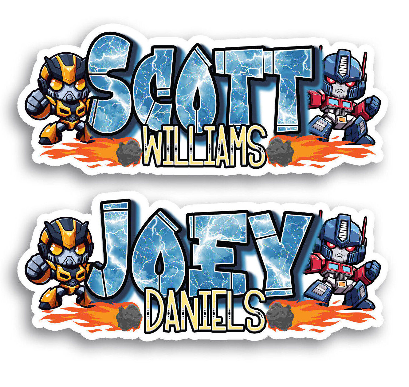 Custom Name Sticker · Personalized Vinyl Decal · Cool Boys Aesthetic Robot Hero
