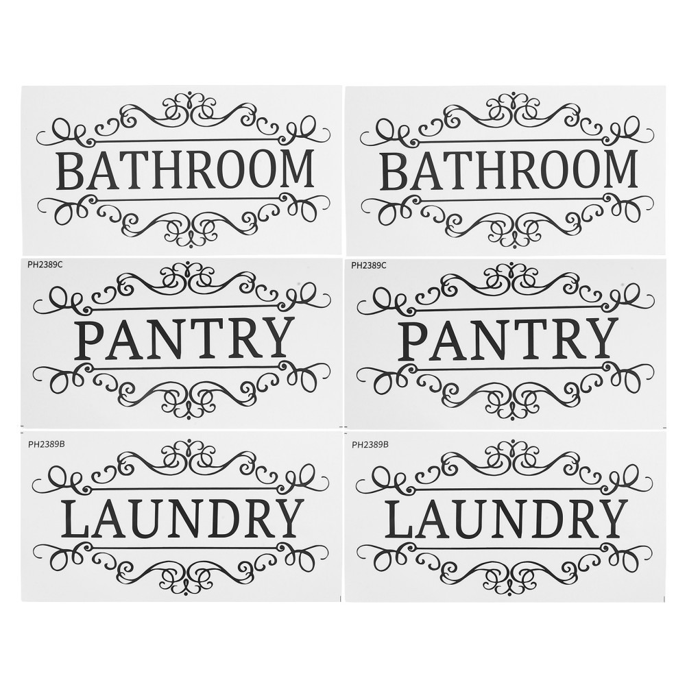 6 Pcs Multifunctional Door Sticker Sign Toilet Bathroom Decor Front