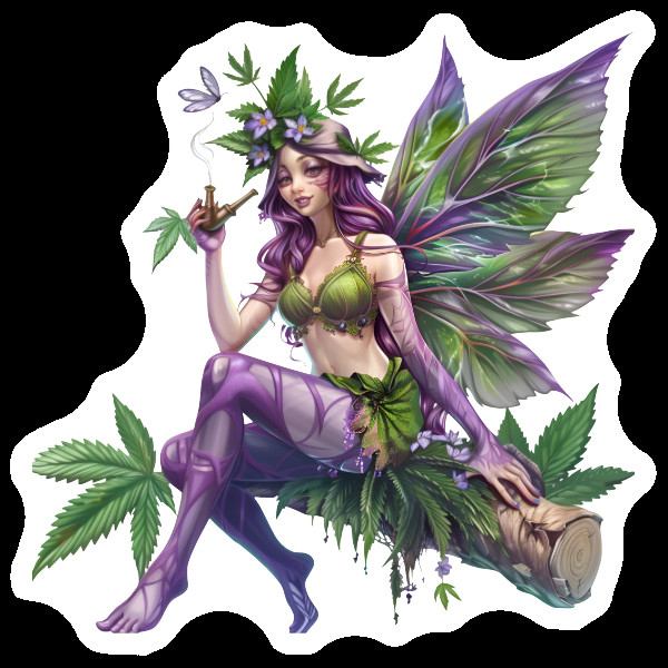 Stoner Fairy Decal Marijuana Vinyl Sticker 420 Weed Gift Whimsical Fairycore