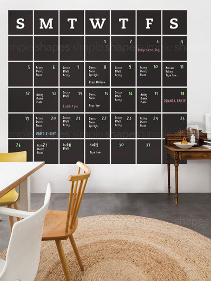 Chalkboard Calendar Wall Decal – Extra Large