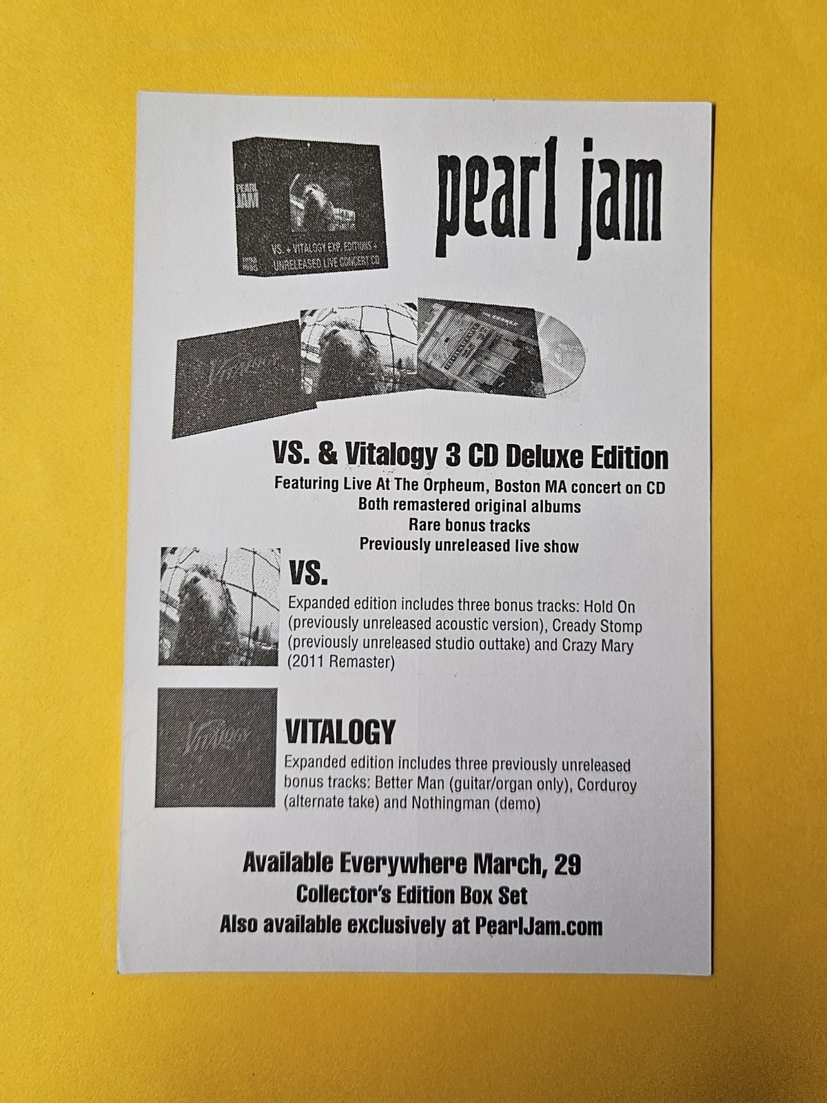 Pearl Jam Sticker Set Tenclub NW Light Sound Vs Vitalogy Sound Engineering