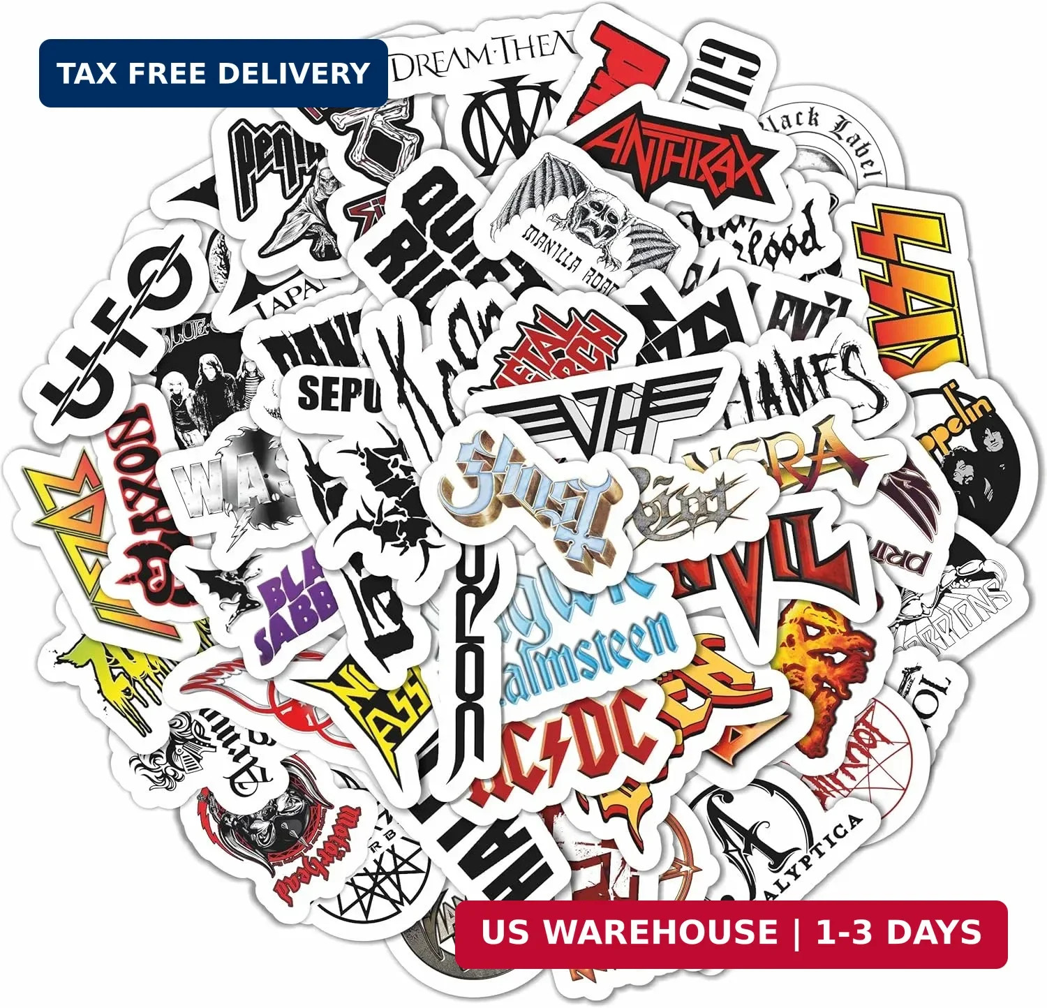 BulbaCraft 100Pcs Heavy Metal Band Stickers, Rock Stickers, Heavy Metal Gifts fo
