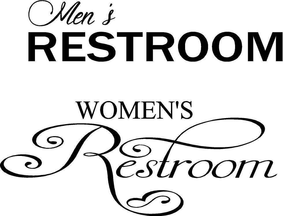 Men's Restroom & Women's Restroom vinyl decals for doors