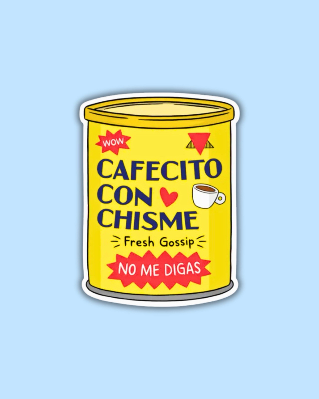 Die Cut Peeking Cafecito Chisme Sticker 2” Water Resistant UV Resistant