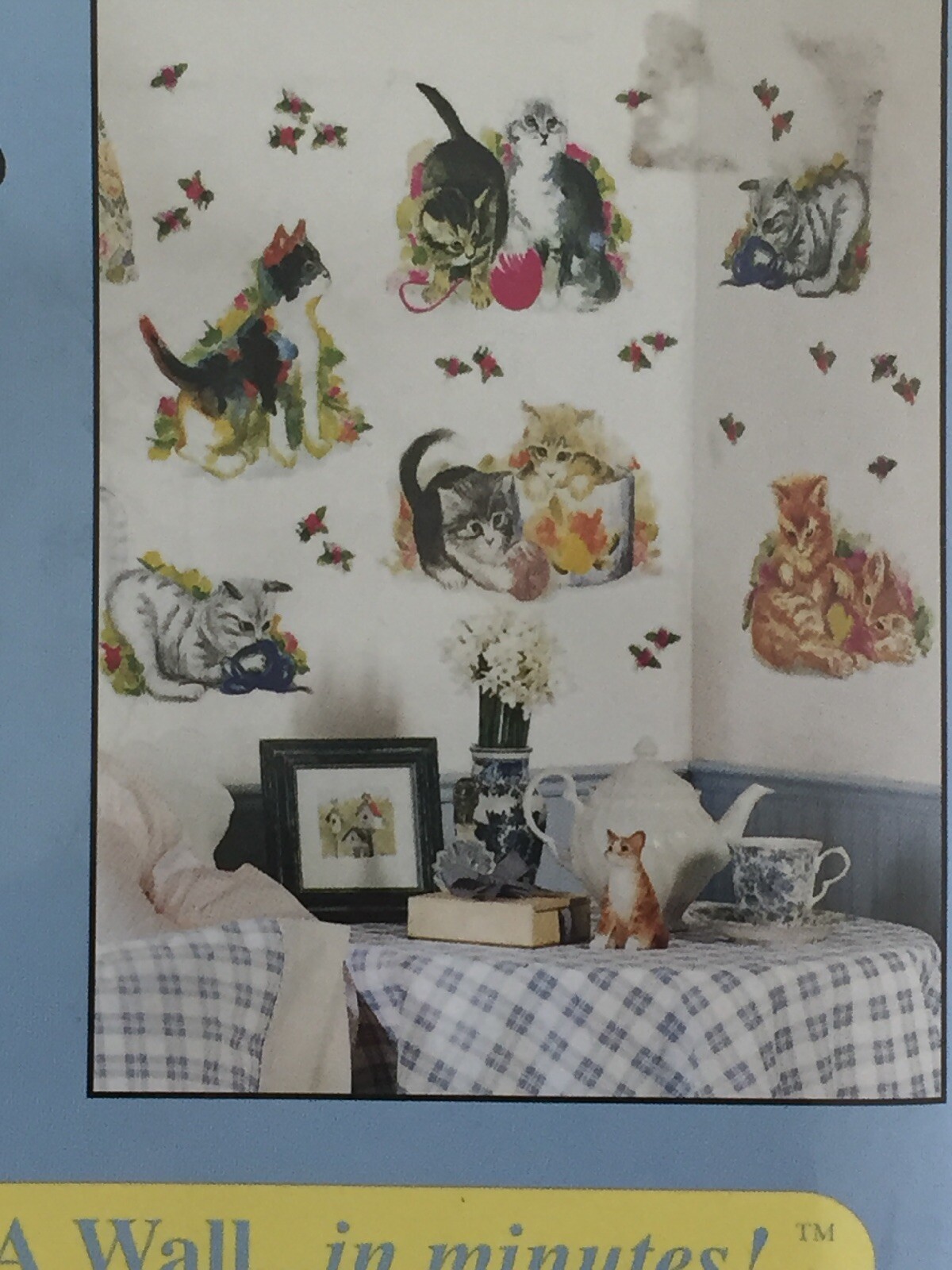 Vtg Priss Prints Jumbo Stick-Ups Kittens PreCut Reusable Wall Decoration #40291