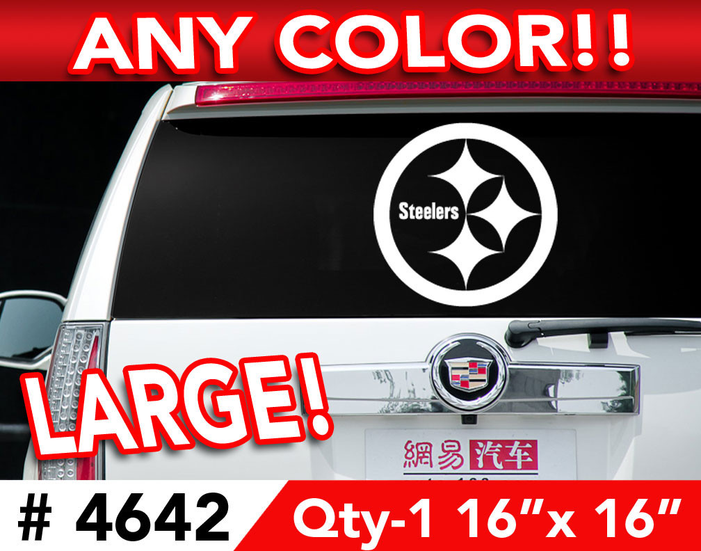 PITTSBURGH STEELERS ROUND LARGE DECAL STICKER 16"x 16" ANY 1 COLOR