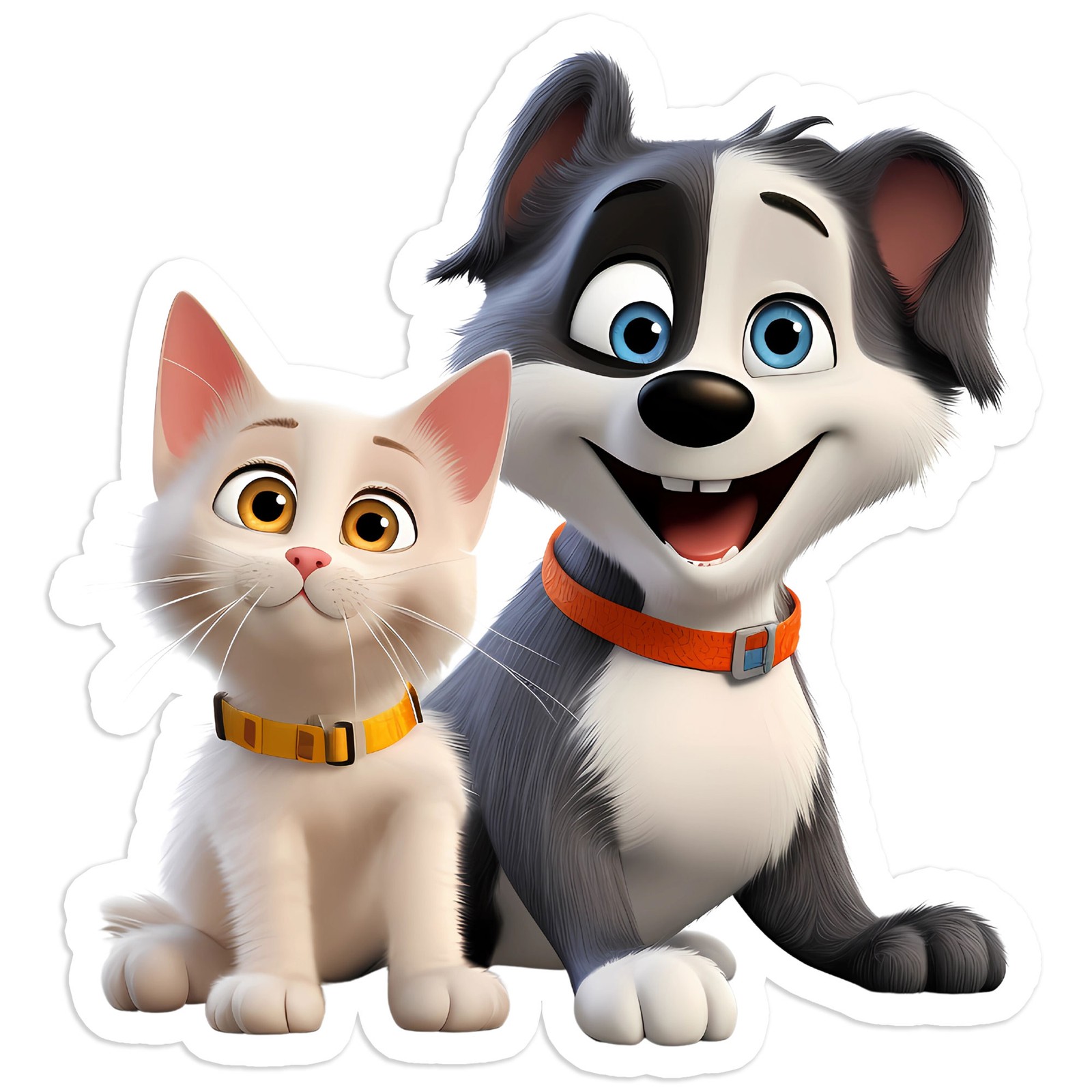Cartoon Cat and Dog – Vinyl Decal Sticker – Car Window Laptop – #1517