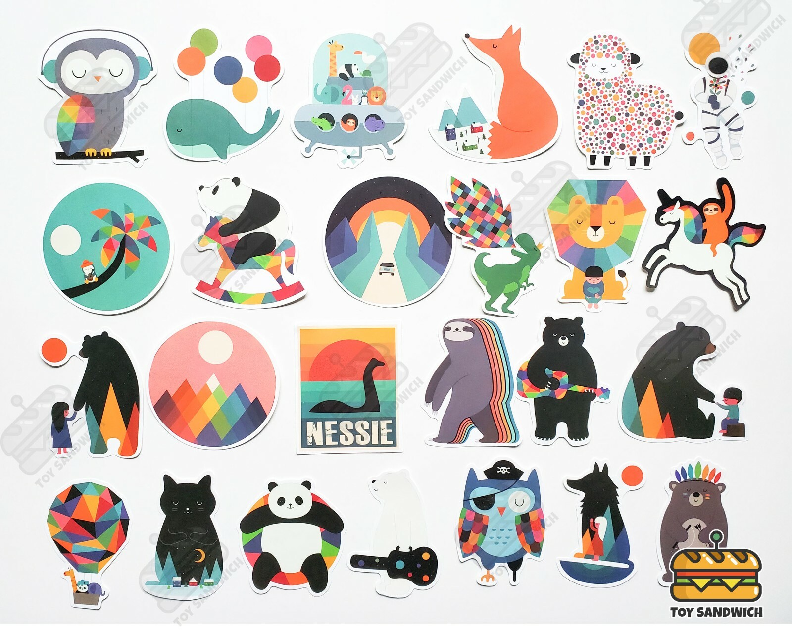 95 pcs "Woodland Animals" Sticker Pack Contemporary Colorful Abstract Art Decals