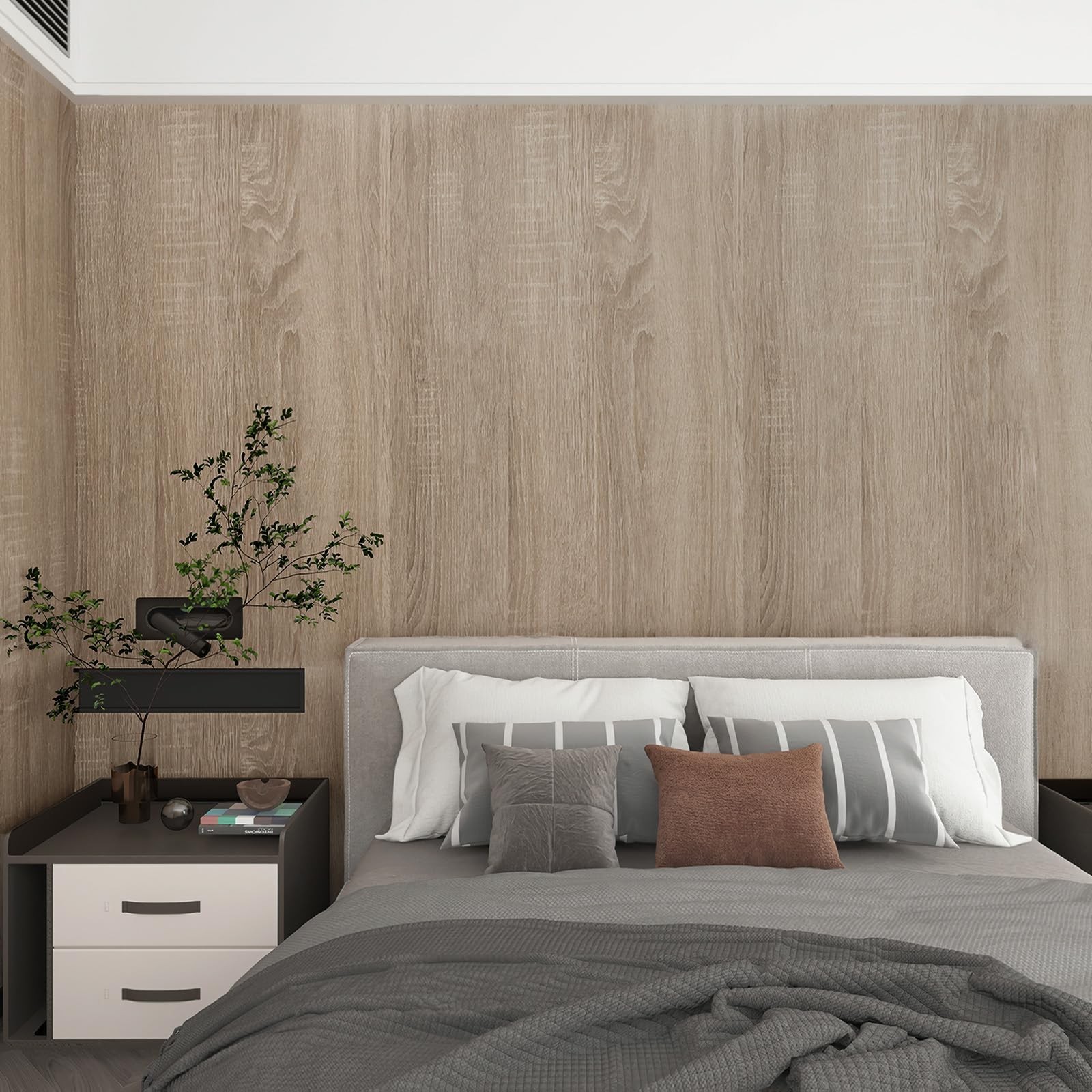 Light Brown Wood Wallpaper Peel and Stick Wood Grain Contact Paper Waterproof…