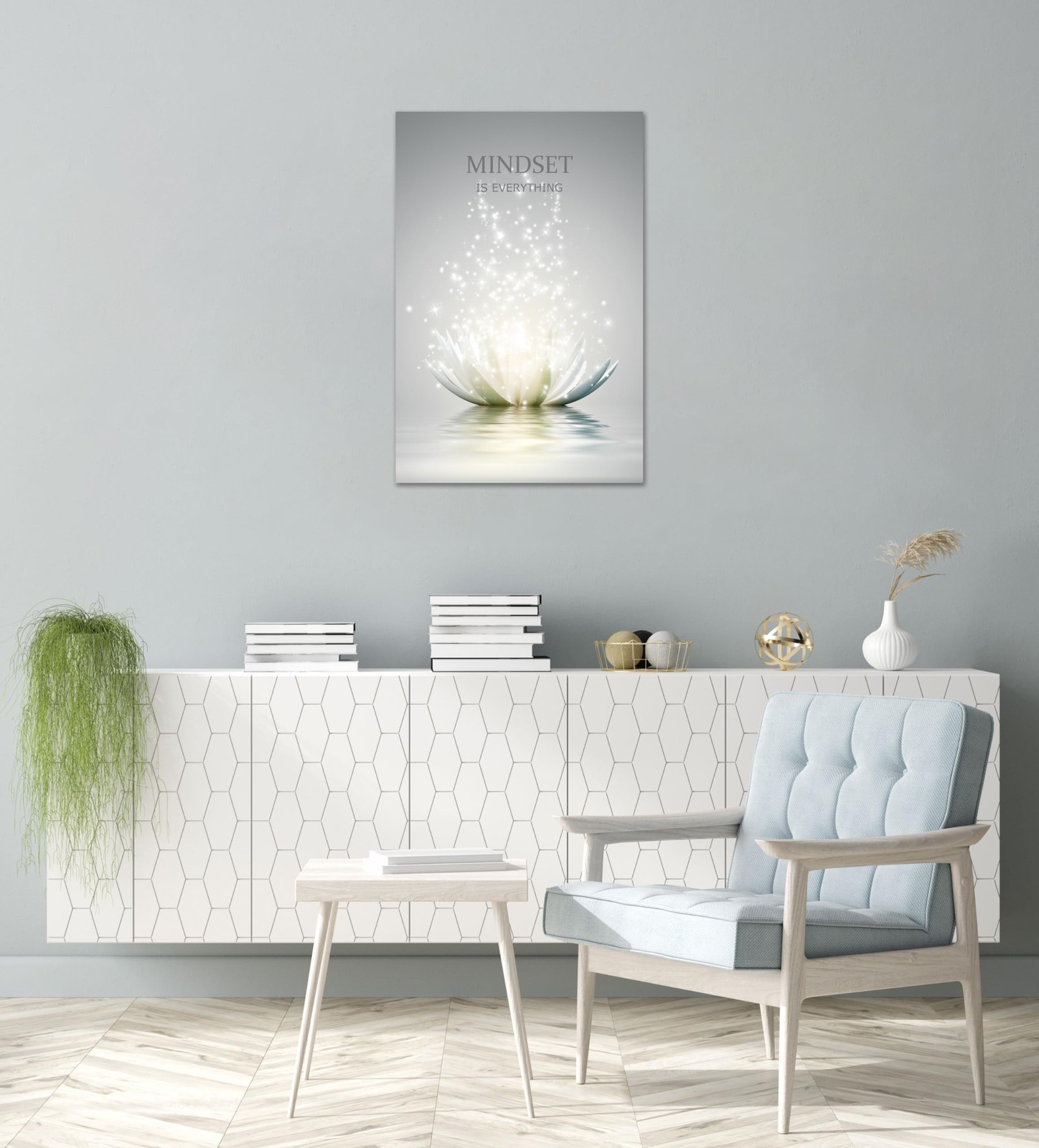 Lotus Flower Wall Art Canvas Mindset Motivational Quotes Poster for Zen Offic…