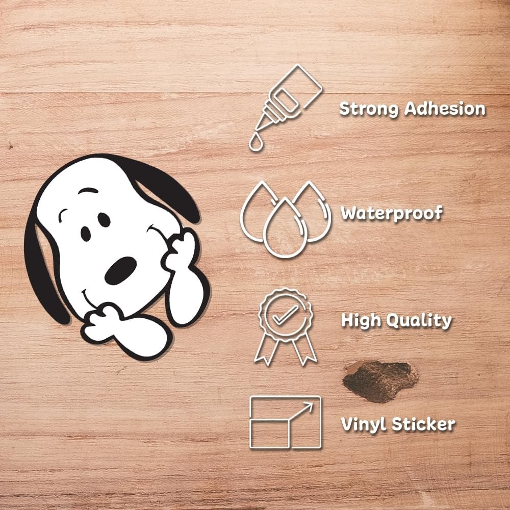 Snoopy Smiling Face Vinyl Decal Cute Cartoon Car Window Laptop Sticker 3.6"x4"