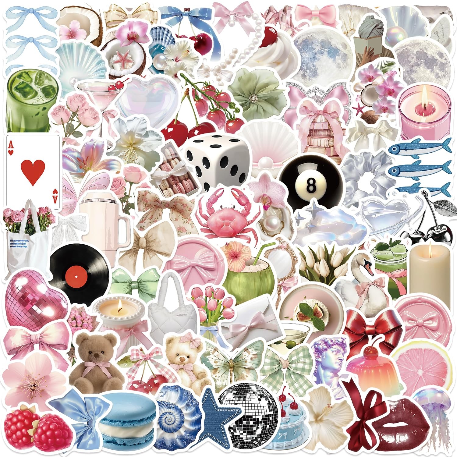 110PCS Aesthetic Sticker Clean Girl Stickers for Pink and Blue