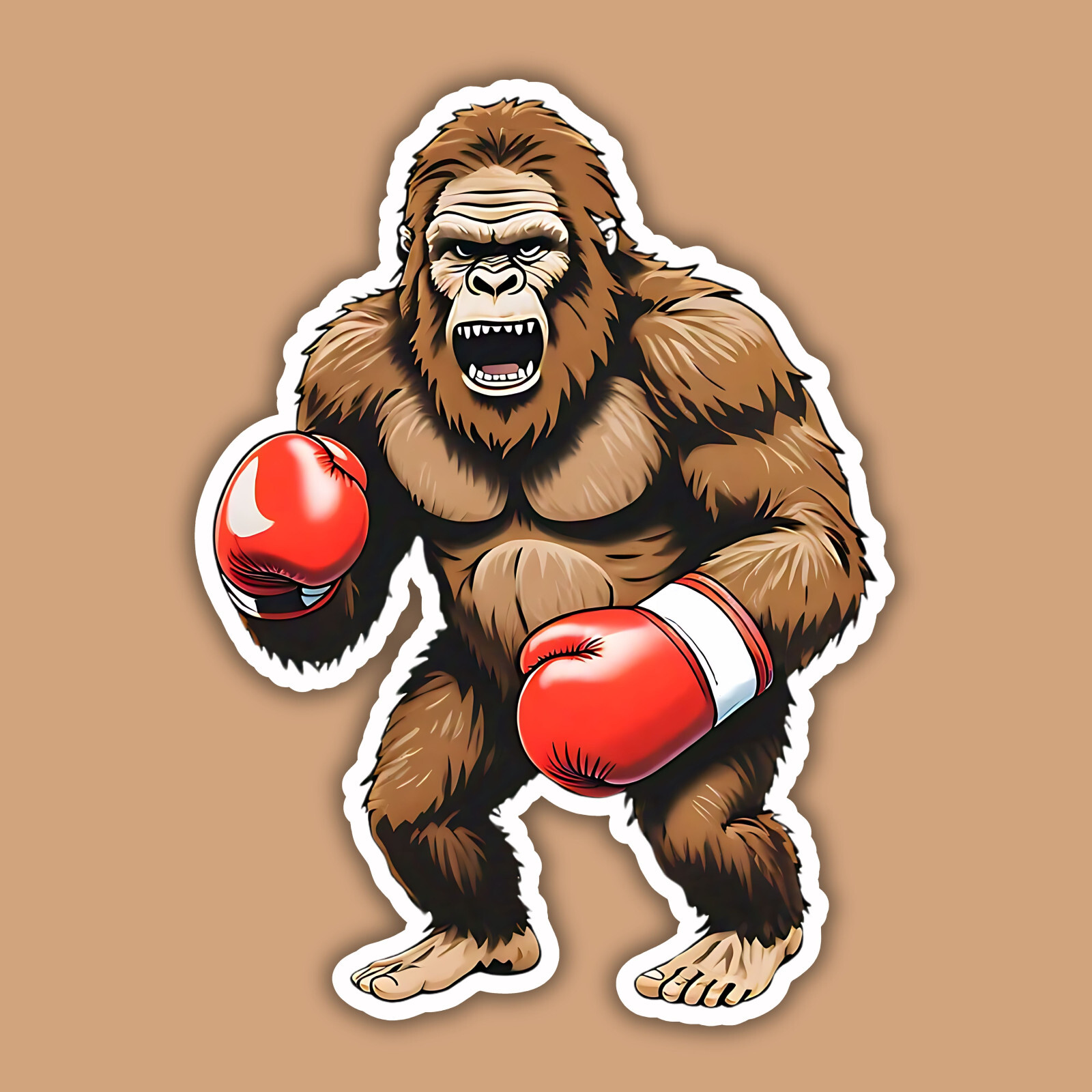 Boxing Bigfoot Boxer Funny 3" Vinyl Laminated Sticker