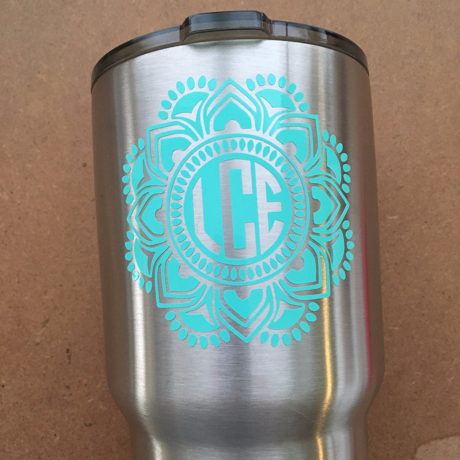 Personalized Mandala Monogram Name Cup Decal Sticker
