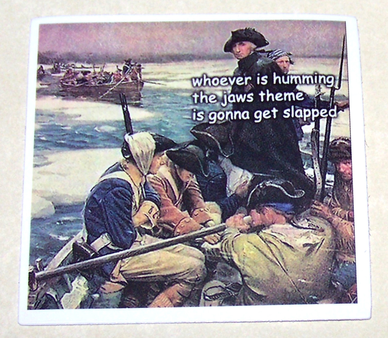 JAWS Parody Shark Cut Sticker Movie COMEDY George Washington Crossing Delaware