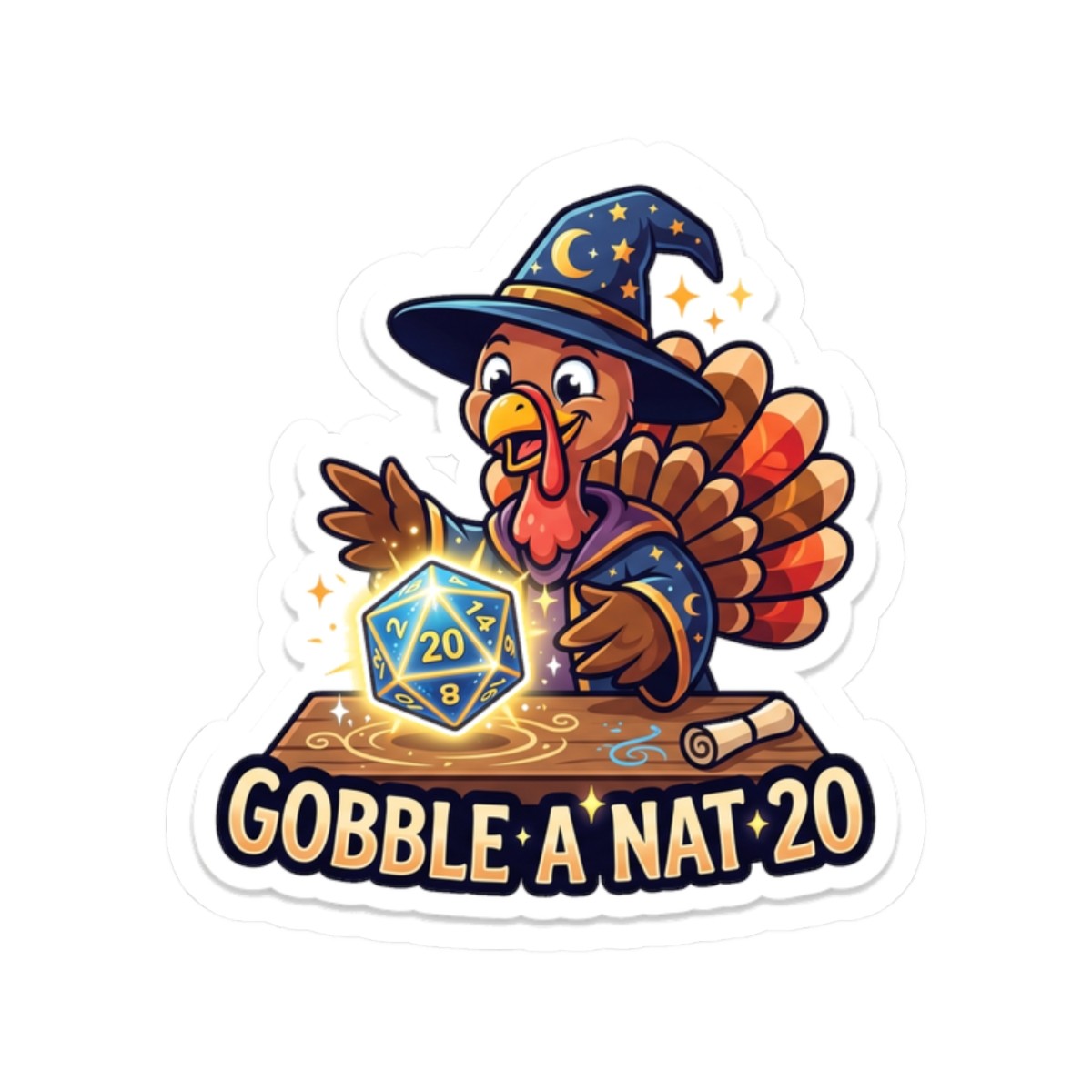 Gobble A Nat 20 Thanksgiving Tabletop RPG D20 Dice Gamer Sticker
