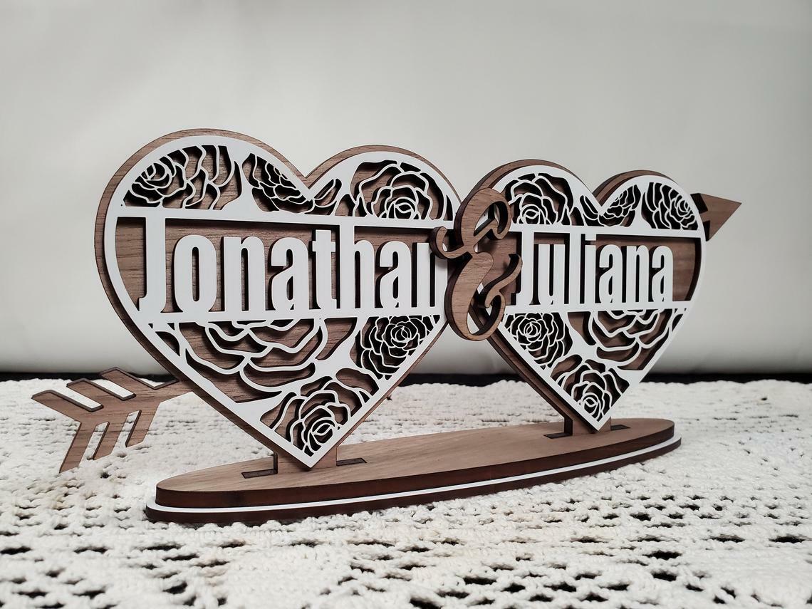 Personalized Valentine Day Split Monogram Name