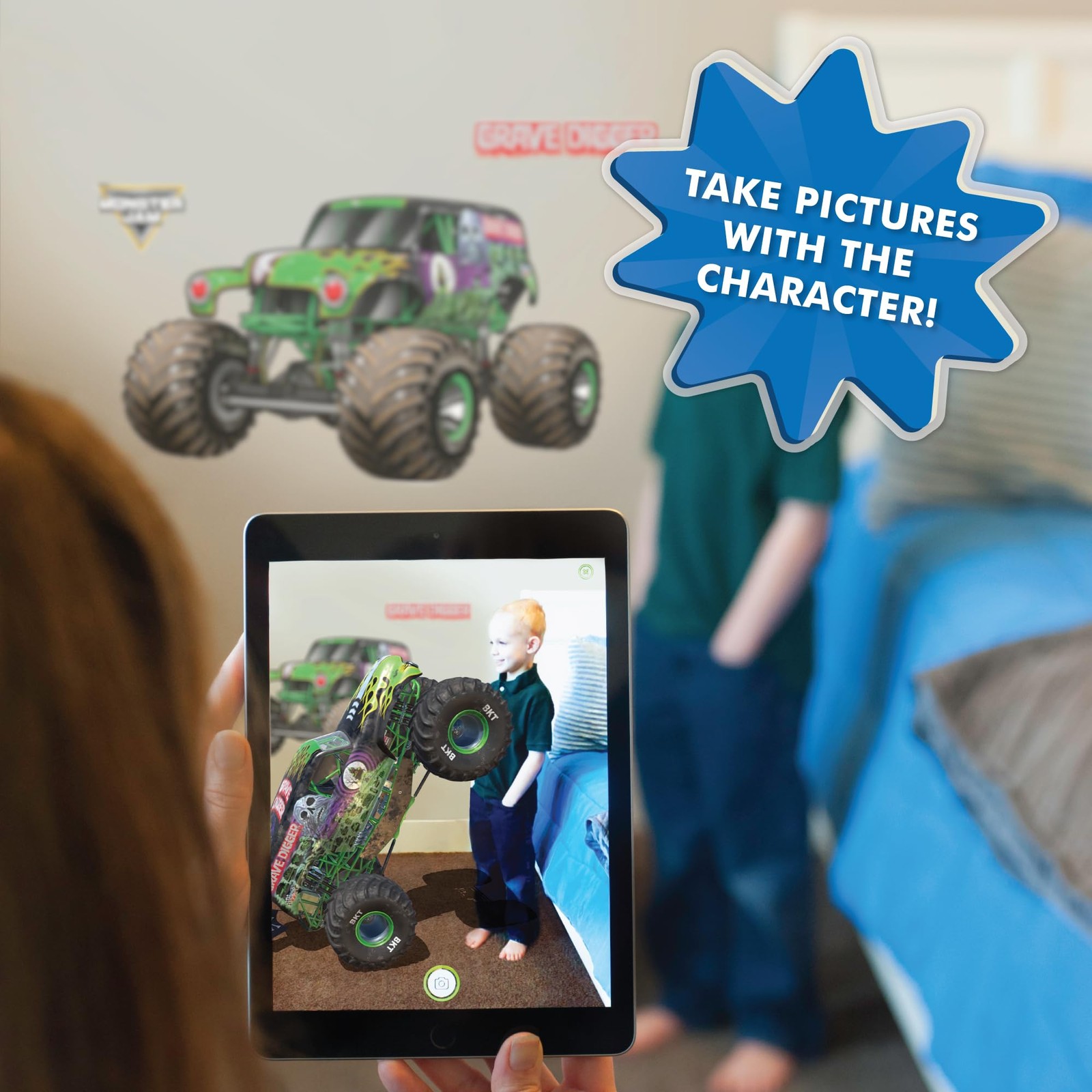 Monster Jam Wall Decals – 23" Grave Digger Wall Stickers with 3D Augmented Re…