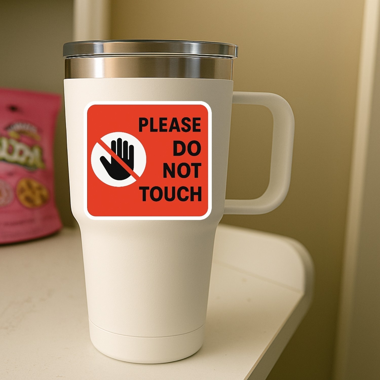 Please Do Not Touch Stickers – Warning Sign Waterproof Vinyl Decals (Set of 4)