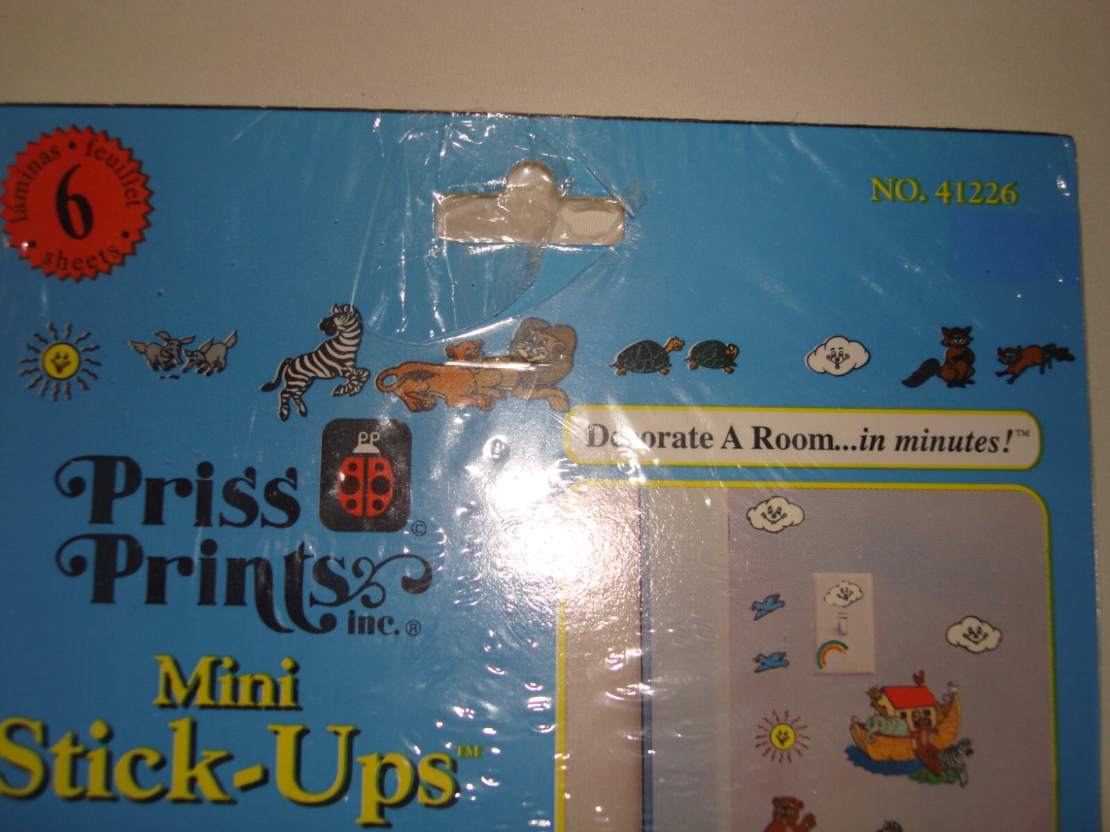 NOAH'S ARK Vintage Priss Prints, Inc. Mini Stick-Ups Removable Pre-Cut NIP