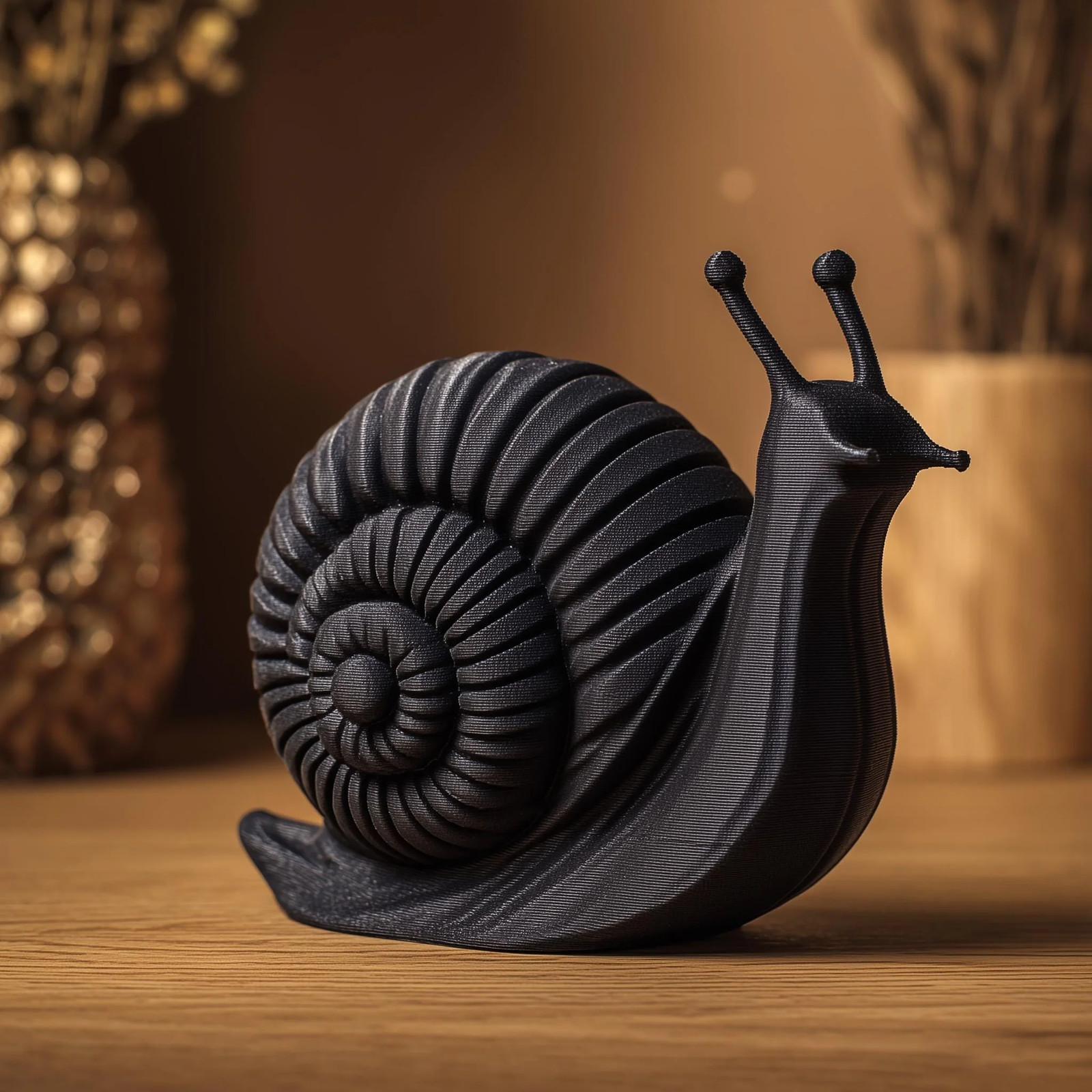 Snail Sculpture Shelf Decor | 3D Printed Spiral Animal Figurine for Modern Home
