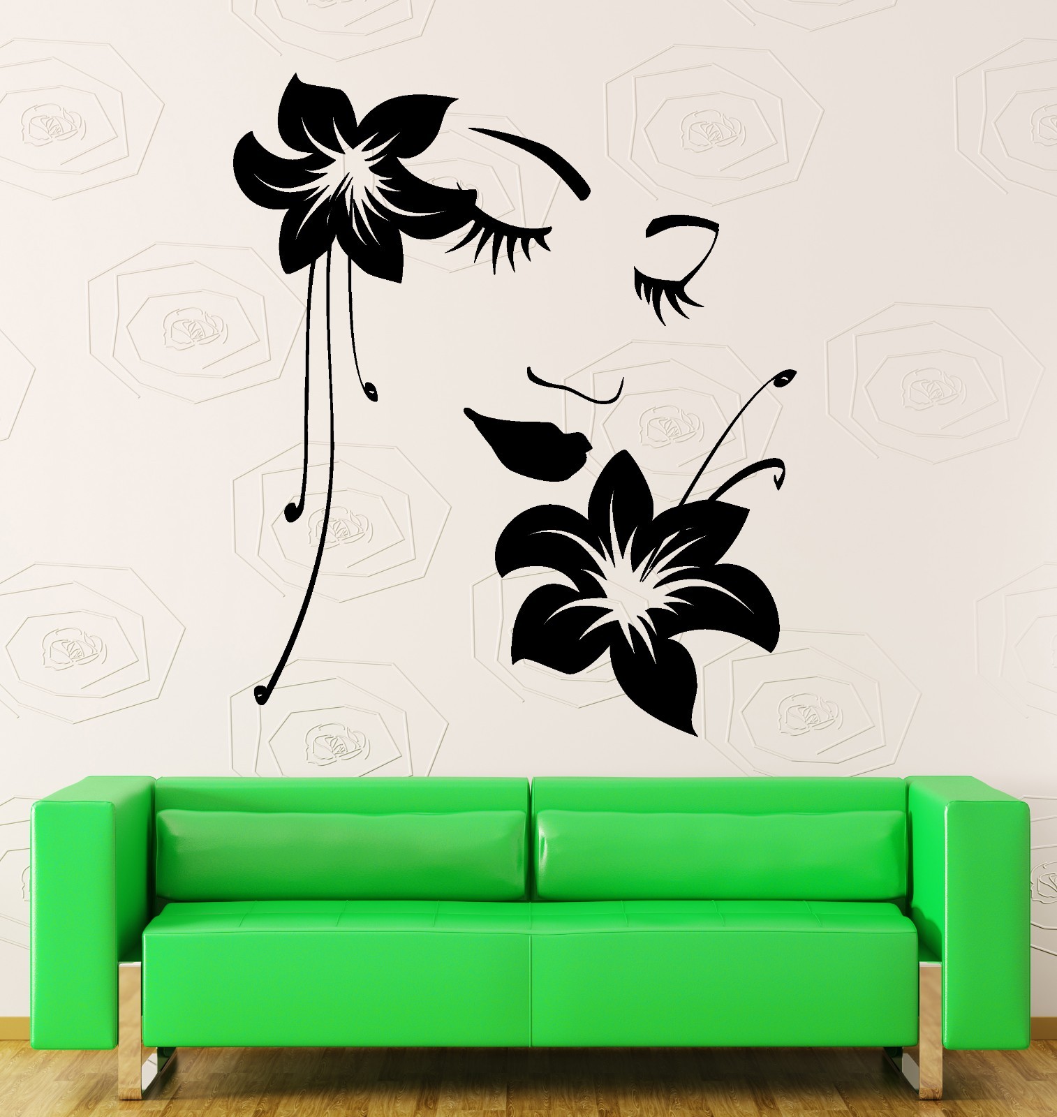 Wall Sticker Vinyl Decal Flower Girl Woman Face Modern Decor for Bedroom z1295