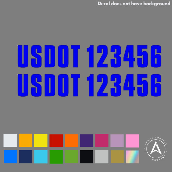 2x USDOT Vinyl Numbers Custom Stickers Decals Truck Semi US DOT Lettering van