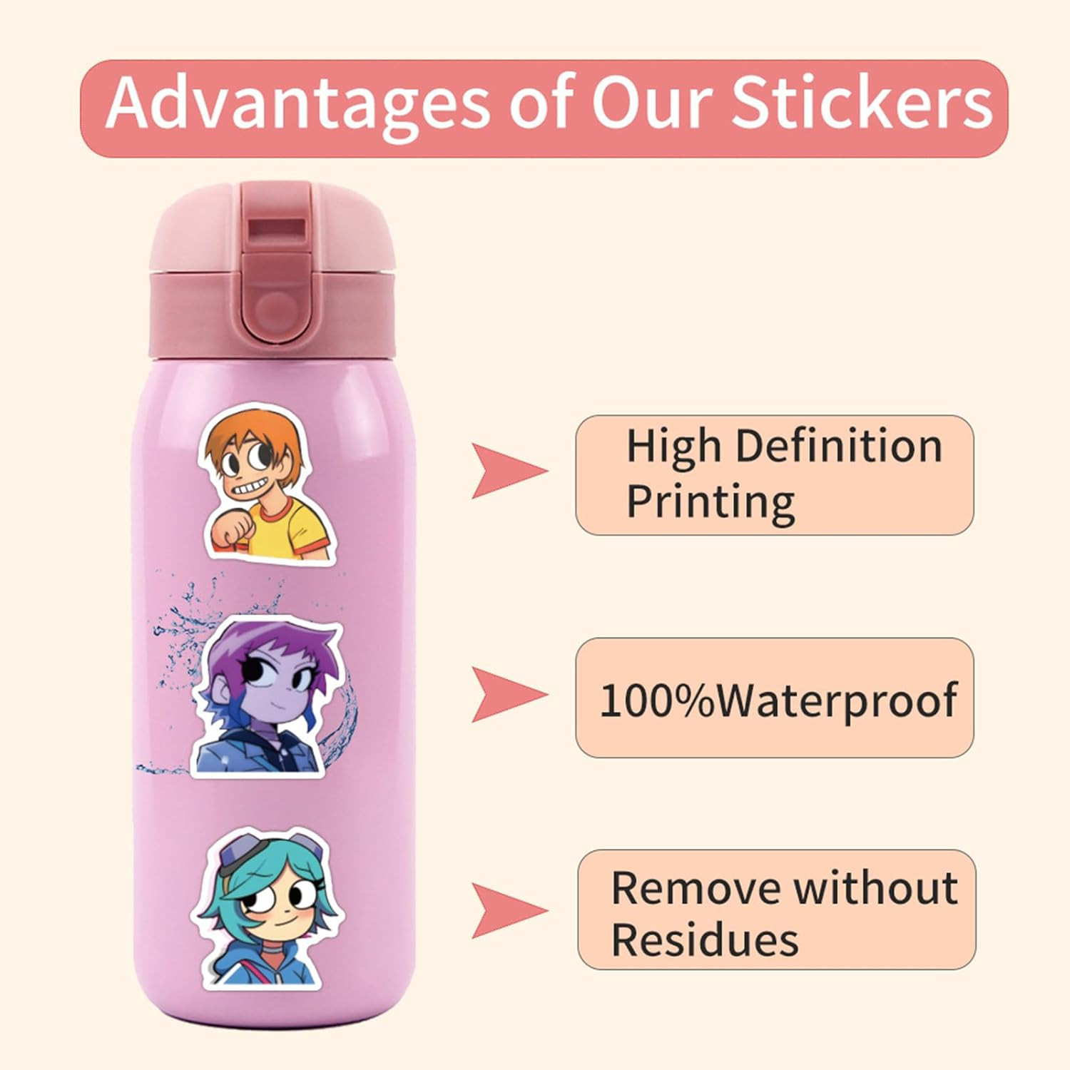 55PCS Waterproof Vinyl Stickers for Kids Teens Adults, Decals for Various Uses