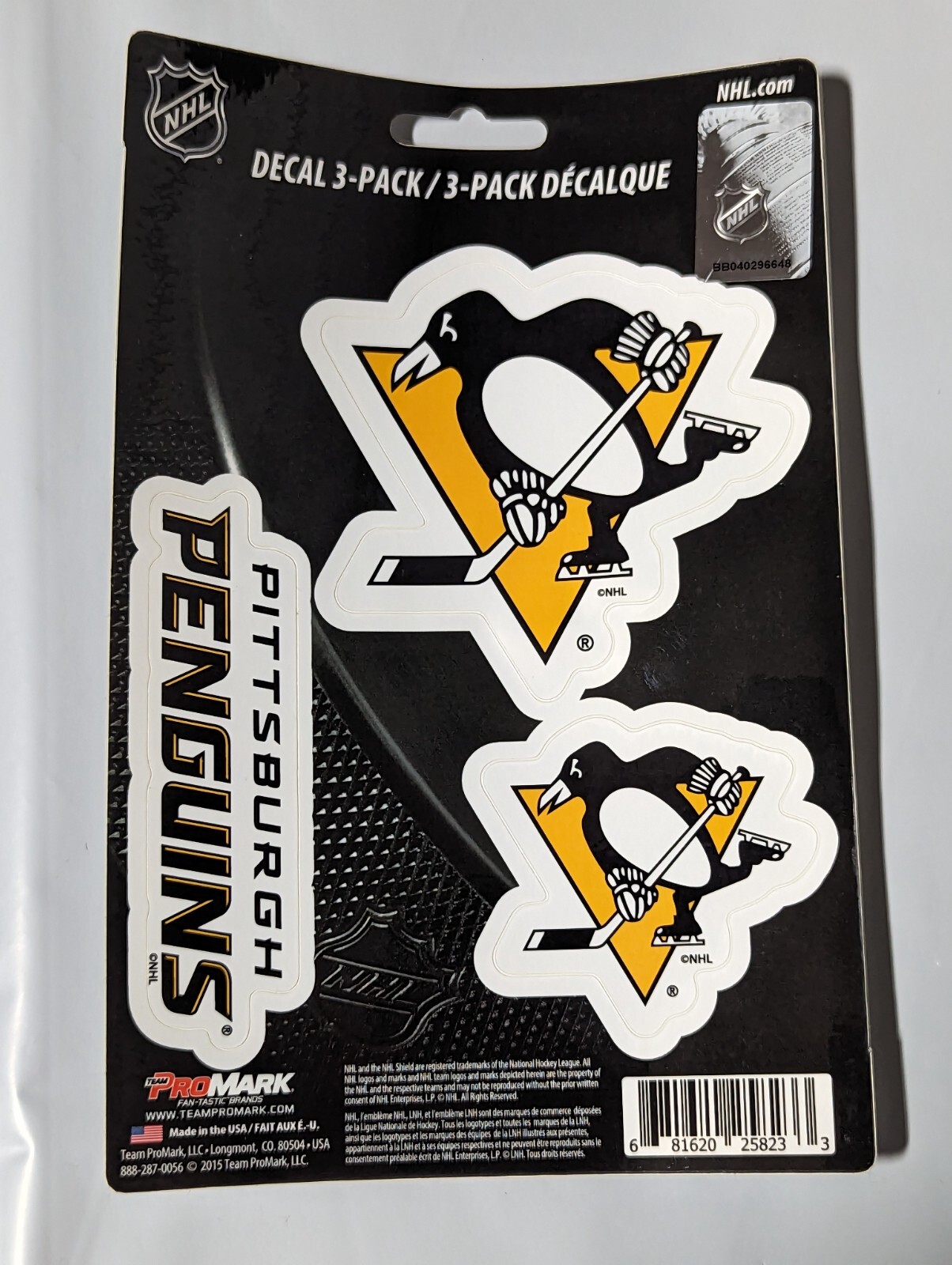 Pittsburgh Penguins 3-Pack Die-cut Decals Stickers Sheet Measures 5" x 7" New!