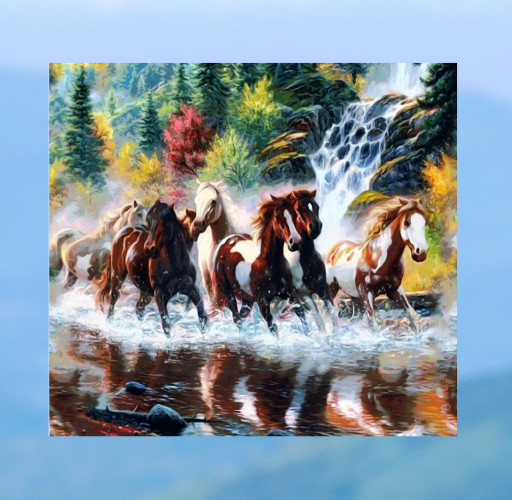 Wild Horses River Run WINDOW CLING Size 9.1" Repositionable Vinyl
