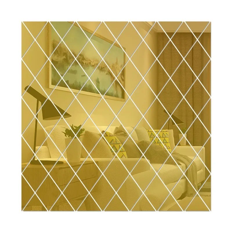 DIY Acrylic 3D Triangle Mirror Wall Stickers Self Adhesive Diamond Home Decor