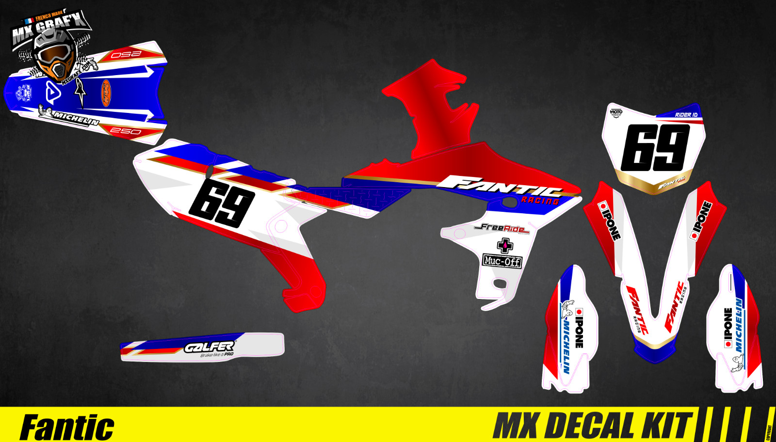 Mx Grafx Moto Decal Kit for Fantic XX/XXF Replica 2026 MX US Vinyl