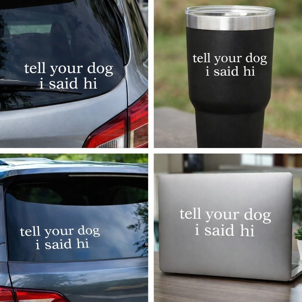 Tell Your Dog I Said Hi Vinyl Transfer Decal Funny Dog Car Window Sticker