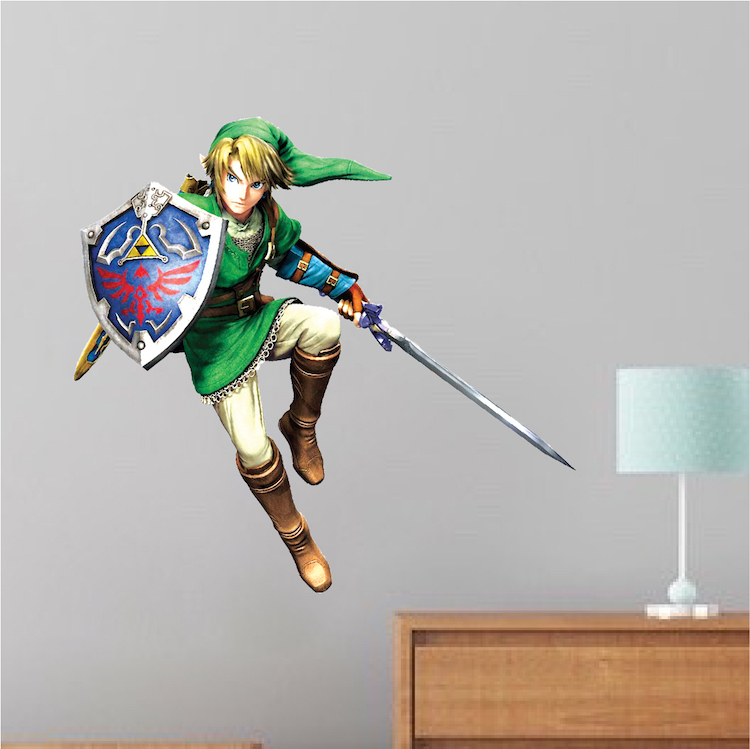 Zelda Wall Decal Link Vinyl Video Game Room Nintendo Mural Sticker Designs, e00