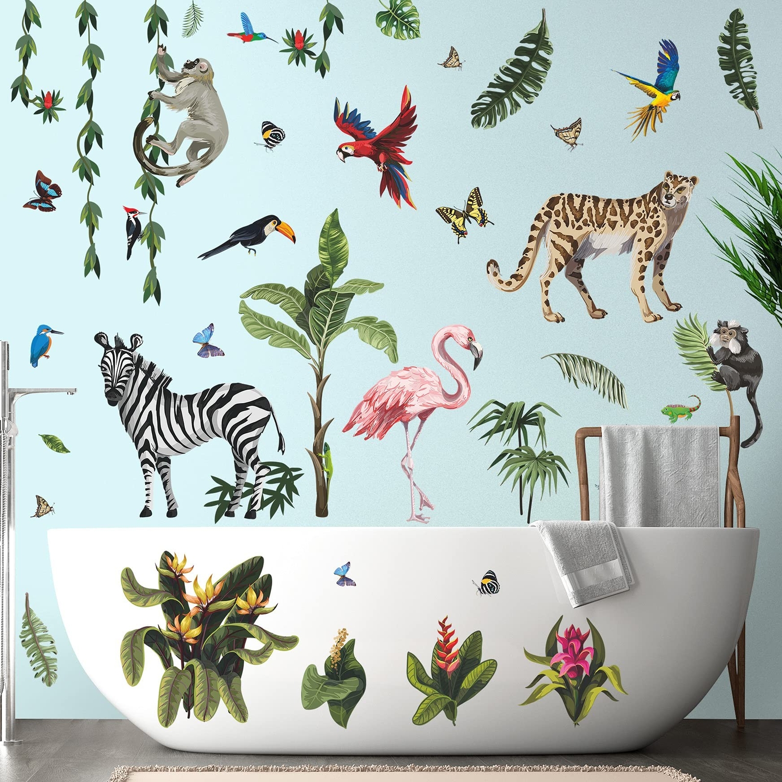 RW-4963 Creative Jungle Animals Wall Decals Wild Safari Animals Wall Stickers…