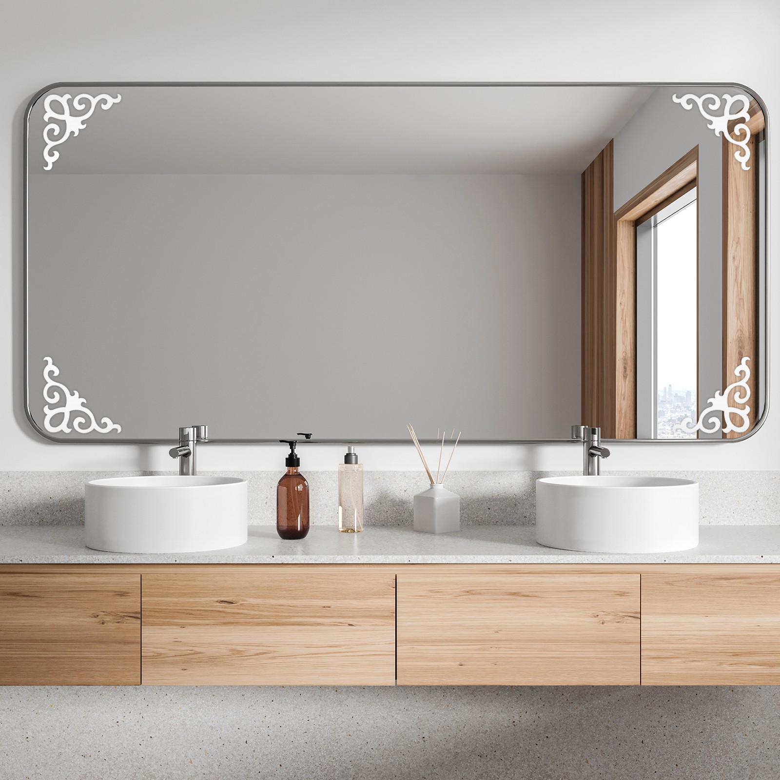 8 Pcs Seif-Adhesive Wall Sticker Mirror Decals for Home, Dark Blue (10x10cm)