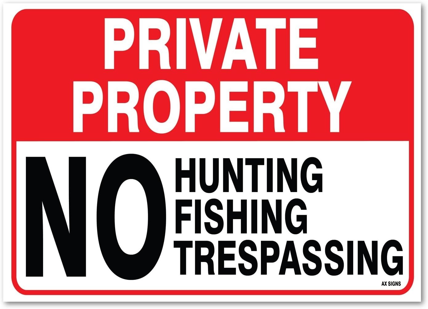 (2 Pack) Private: No Hunting, Fishing, No Trespassing, Sticker Sign 10×14 Inch
