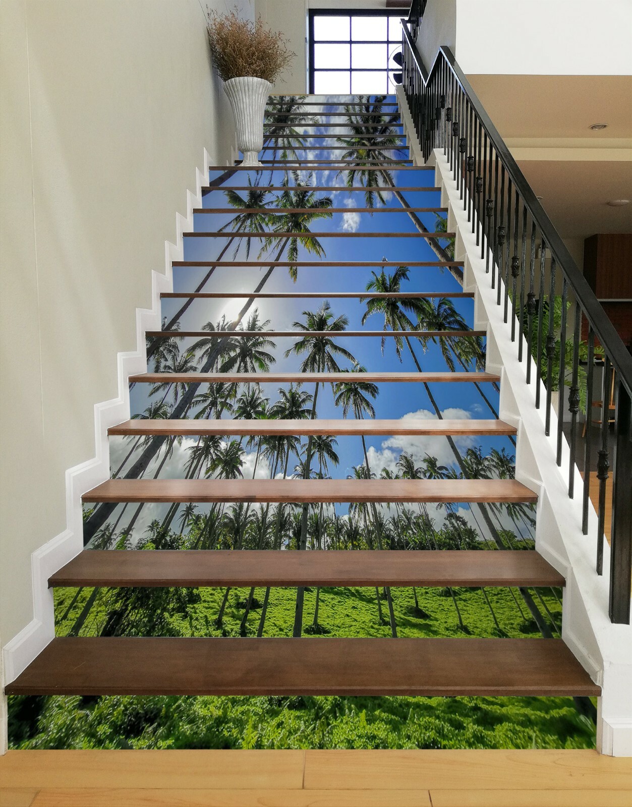 3D Coconut Tree ZHU976 Stair Risers Decoration Photo Mural Vinyl Wallpaper Amy