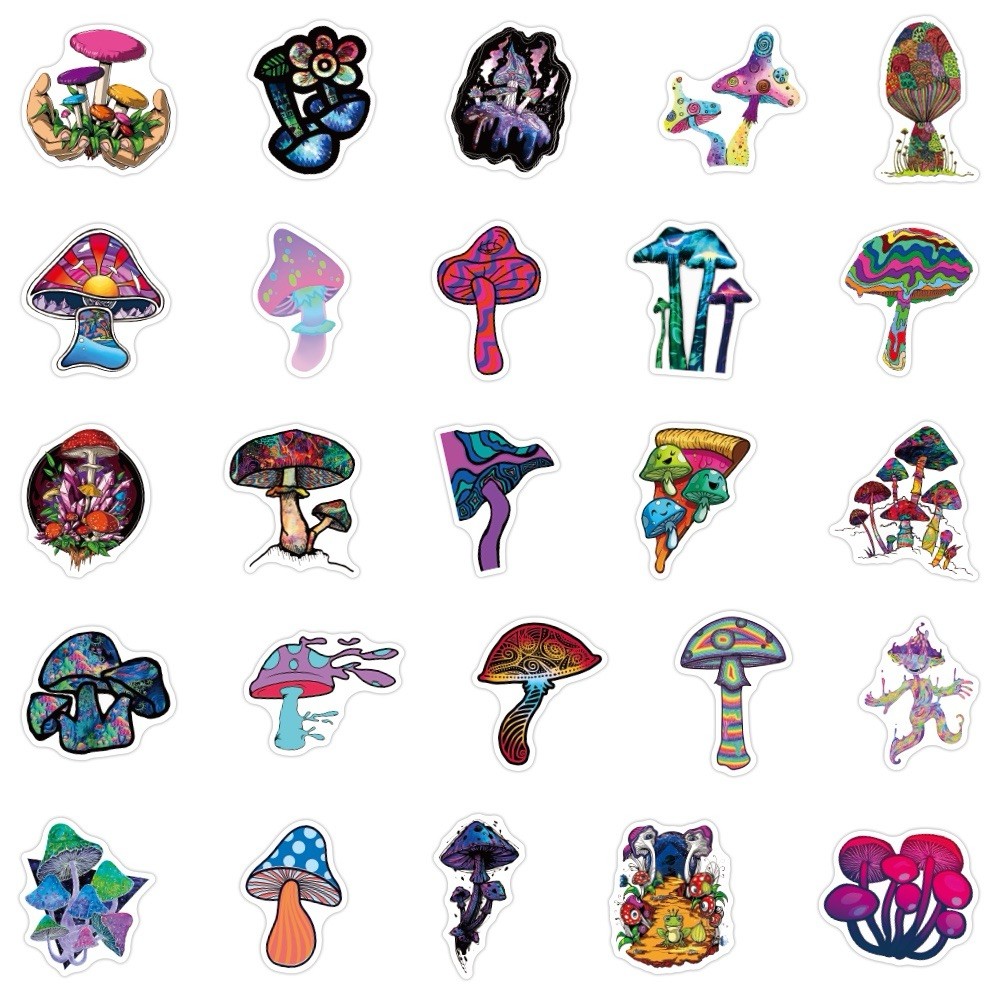 20 Random Psychedelic Mushroom Stickers Trippy Art Laptop Decals Free Shipping!
