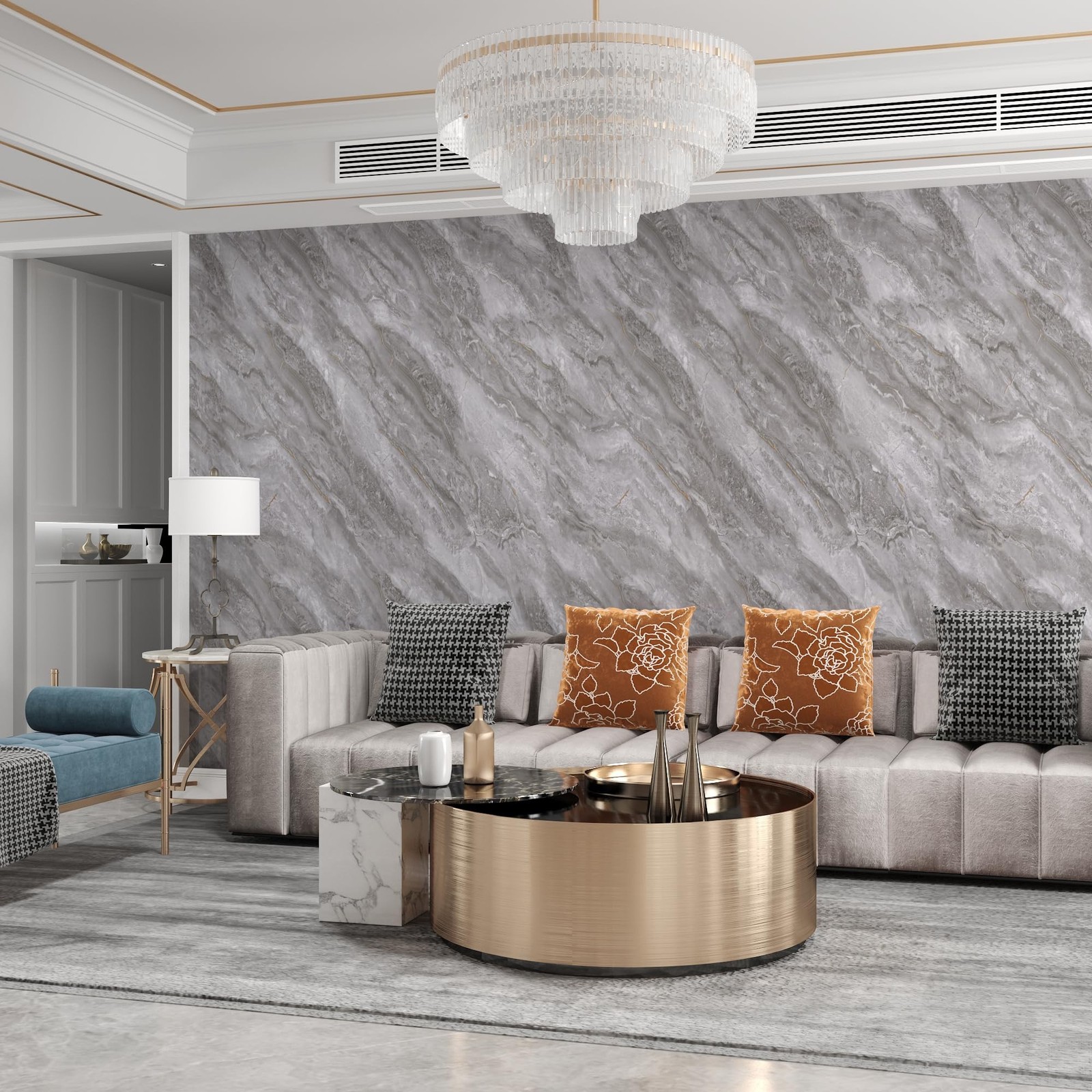 BAYYA Light Grey Marble Peel and Stick Countertop Contact Paper Granite Count…