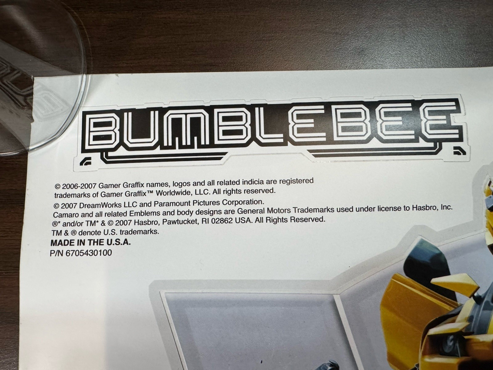 2007 Transformer Bumblebee Decal 24” x 18” Wall Graffix Stickers Used See Desc…