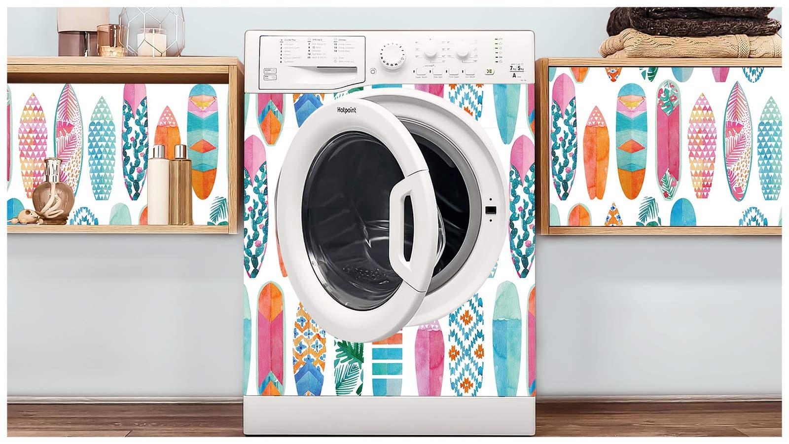 HAOKHOME Peel and Stick Surfboard Wallpaper Fancy Trellis White/Pink/Blue Rem…