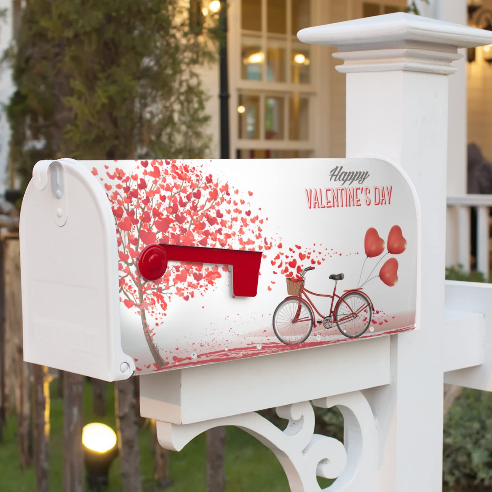 Harooni Romantic Valentine's Mailbox Cover 21×18 inch, A Bike and a Tree