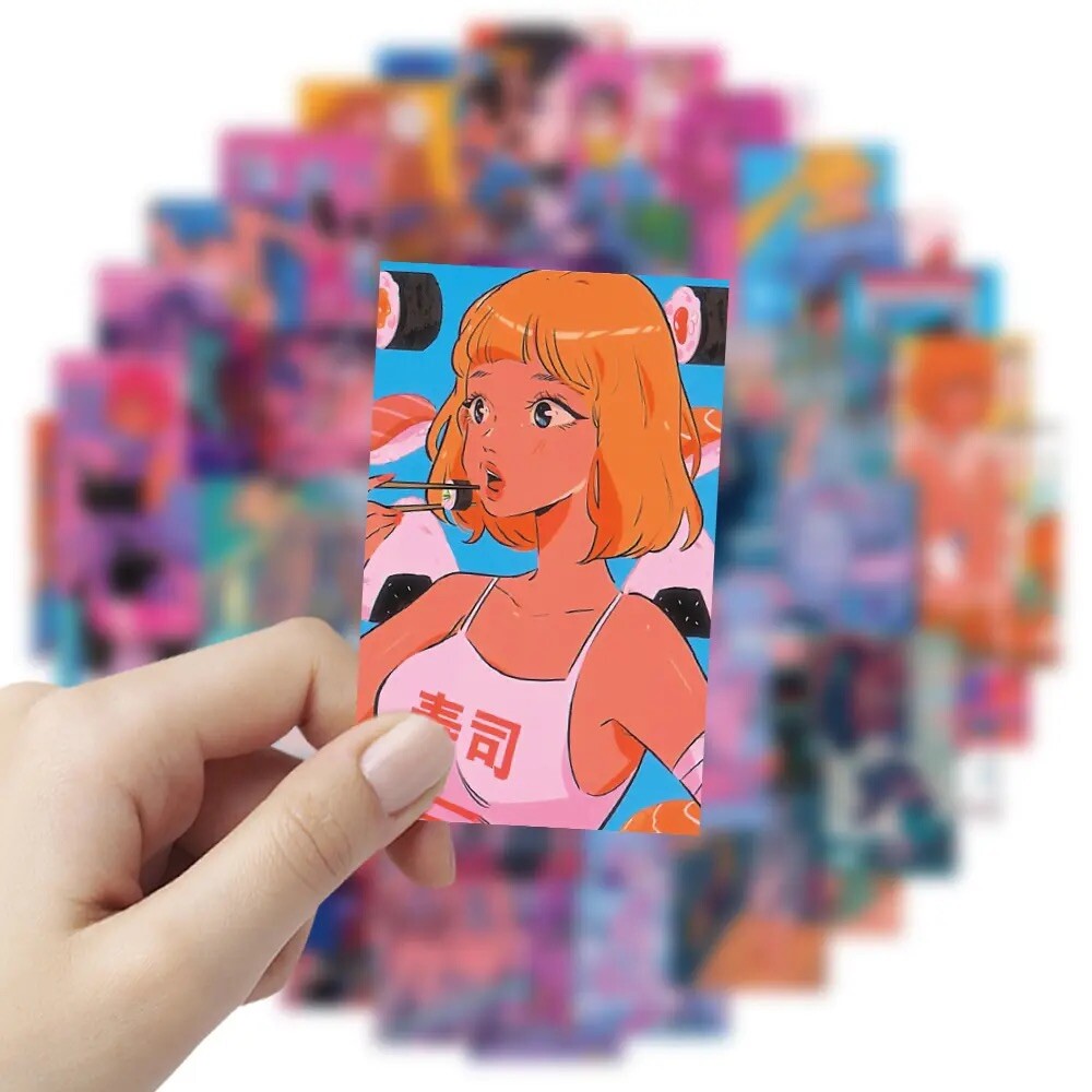50 PCS Ahegao Anime Girl Stickers Poster Decals Laptop Hydro Yeti Free Shipping!