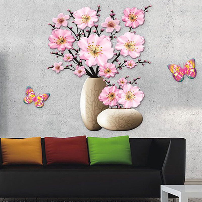 3D Flower PVC Sticker Self Adhesive Mural Home Room Furniture Wall Decal Picture